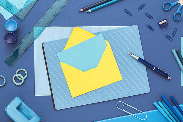 istock Back to school concept. Office table with supplies. 580093120