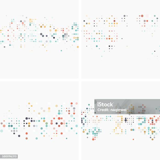 Vetores de Conjunto De Resumo Colorido Polka Dots Padrão Fundo e mais imagens de Pontilhado