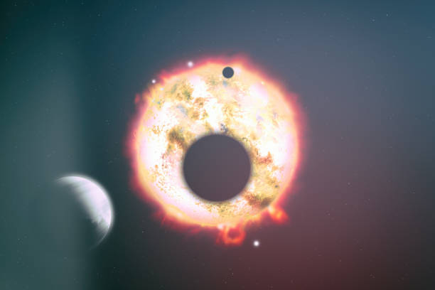 istock Planets on starry background with sunrise over horizon. 580096920