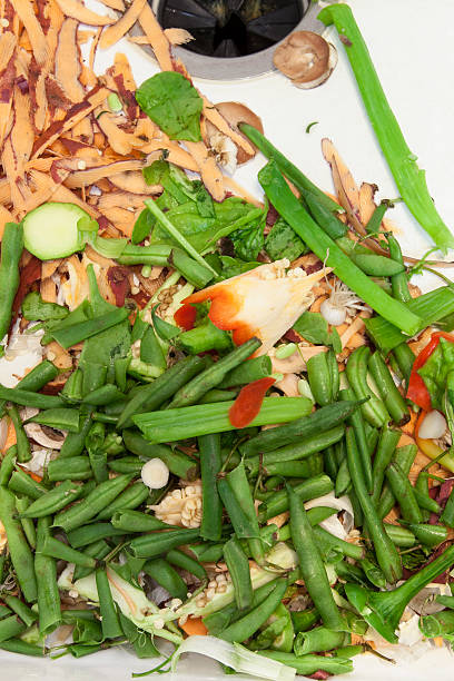 Vegetable Scraps in Kitchen Sink stock photo