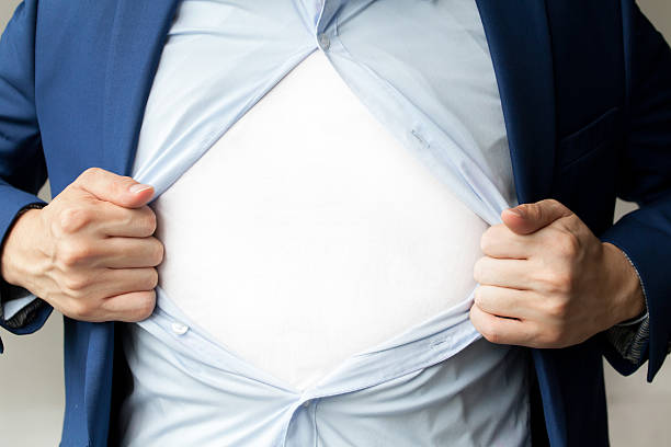 istock Businessman in suit tearing shirt with blank white copy space 580098202