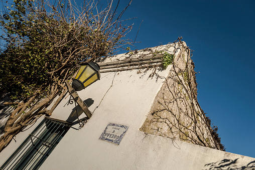 Colonia del Sacramento, Uruguay - July 7, 2016: View of a building and nature on the streets of the historic district of Colonia del Sacramento in Uruguay