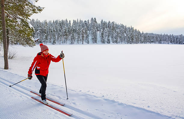 istock Woman cross country skiing 580100170