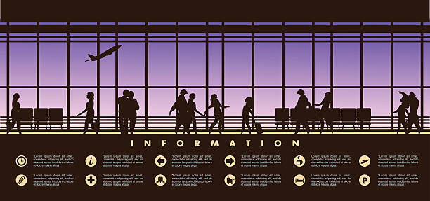 ilustrações de stock, clip art, desenhos animados e ícones de airport lounge vector - vector blue airport arrival departure board