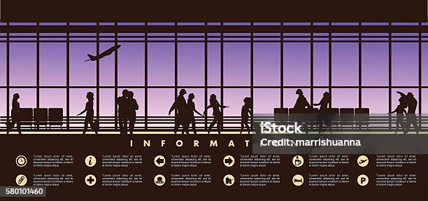 Airport Lounge Vector Stock Illustration - Download Image Now - Airport, In Silhouette, Infographic