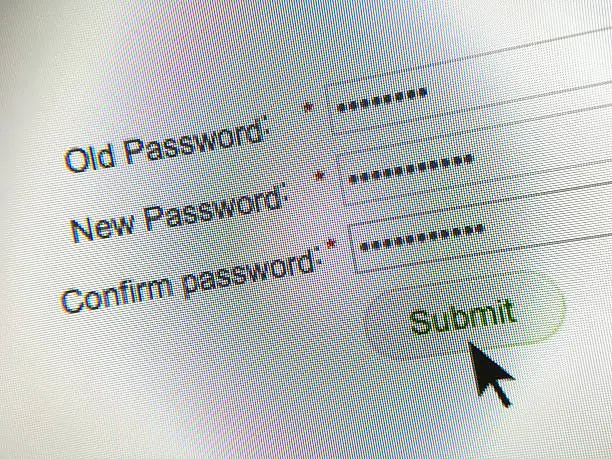 Closeup of a password change process on a computer screen. 