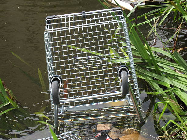 istock Shopping Trolley Abandoned in a Canal 580104488