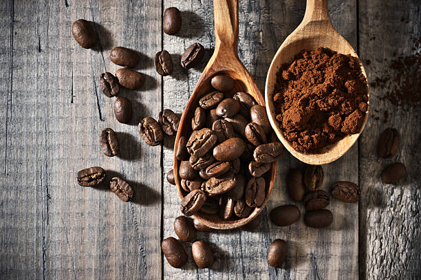 istock Coffee beans and ground close-up 580106866