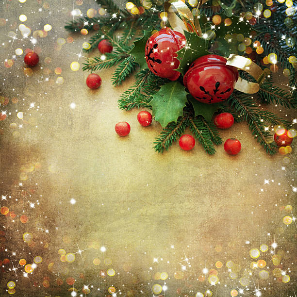 istock Christmas Fir Tree Border over Vintage background 580107790