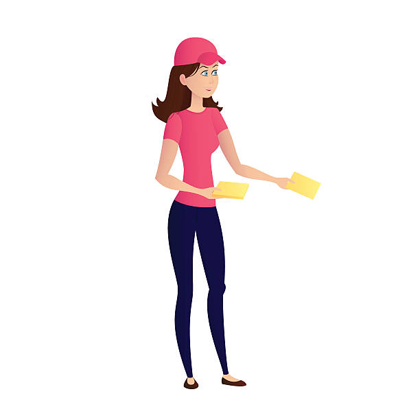 Lovely Girl Distributes Leaflets Stock Illustration - Download Image Now -  Promoter, In Silhouette, Sharing - iStock