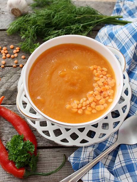 Lentil soup with eggplant