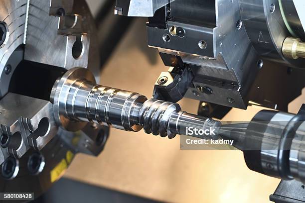 Metalworking Industry Cutting Tool Making Worm Shaft At Metal Working Stock Photo - Download Image Now