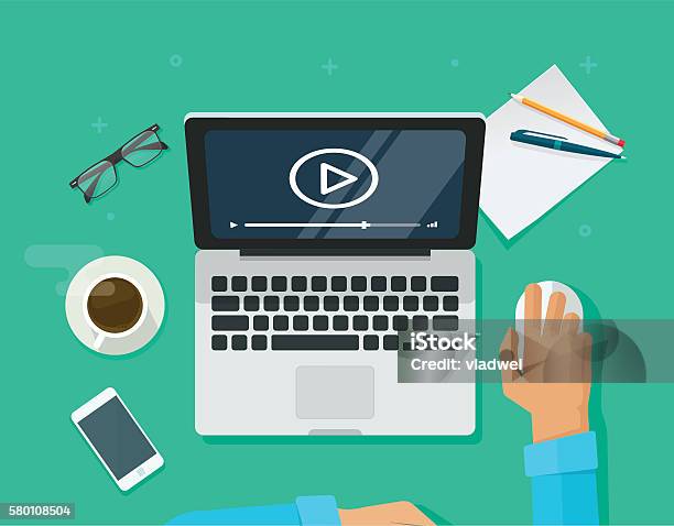 Concetto Di Webinar Formazione Online Formazione Su Computer Elearning Workplace - Immagini vettoriali stock e altre immagini di Corso di formazione