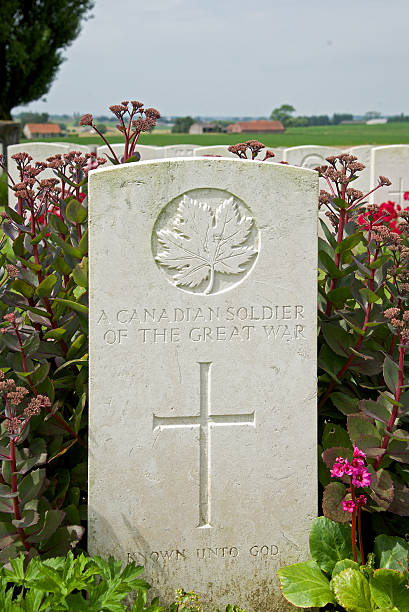 могильный камень неизвестного канадского солдата первой мировой войны - flanders war grave war memorial стоковые фото и изображения