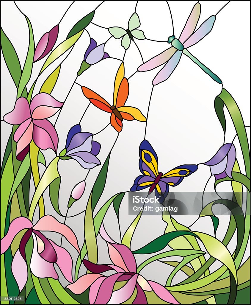 Stained Glass Window Stock Illustration - Download Image Now - Stained Glass,  Pattern, Art Nouveau - iStock