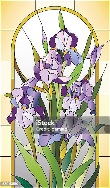 Stained Glass Pattern For A Window Stock Illustration - Download Image Now - Stained Glass, Floral Pattern, Art Nouveau