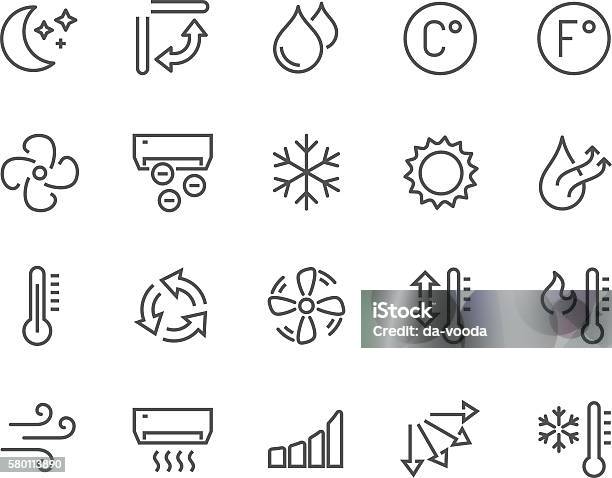 Line Air Conditioning Icons Stock Illustration - Download Image Now - Icon Symbol, Air Conditioner, Heat - Temperature