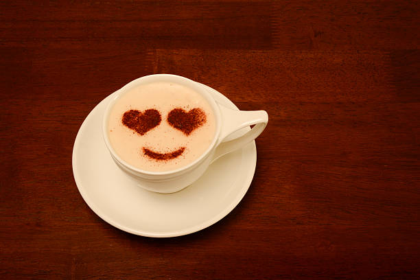 Froth Art with Heart Eyes stock photo