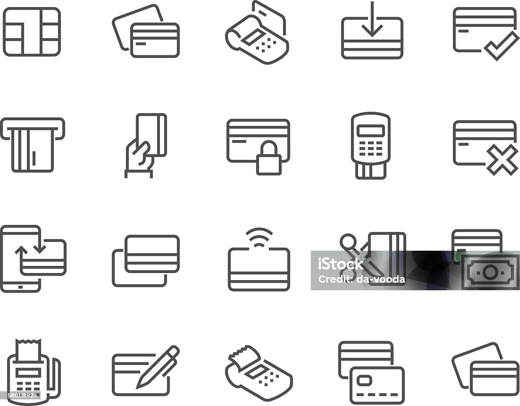 Iconos de tarjetas de crédito de línea - arte vectorial de Tarjeta de crédito libre de derechos