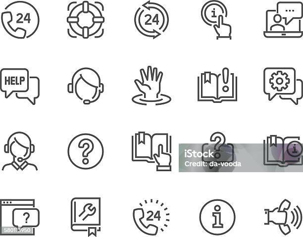 Line Help And Support Icons Stock Illustration - Download Image Now - Icon Symbol, Advice, Support