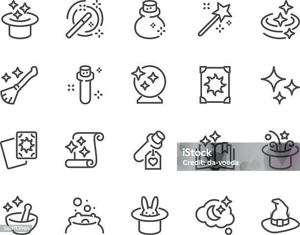 Line Magic Icons Stock Illustration - Download Image Now - Icon Symbol, Magician, Paranormal