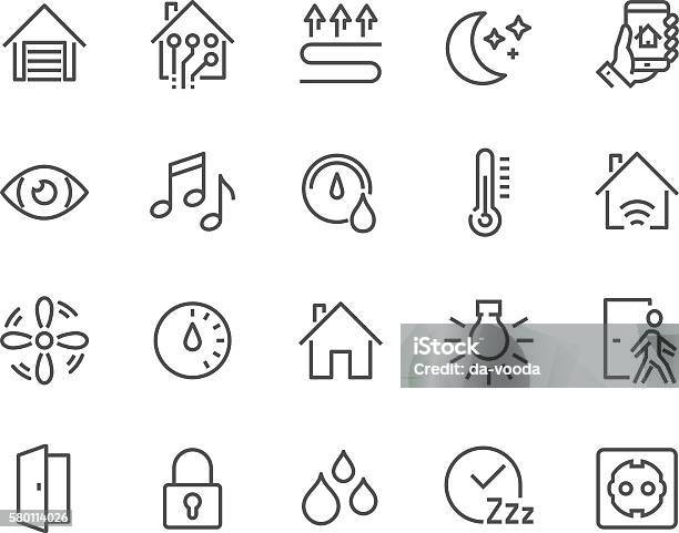 Line Smart House Icons Stock Illustration - Download Image Now - Icon Symbol, House, Residential Building