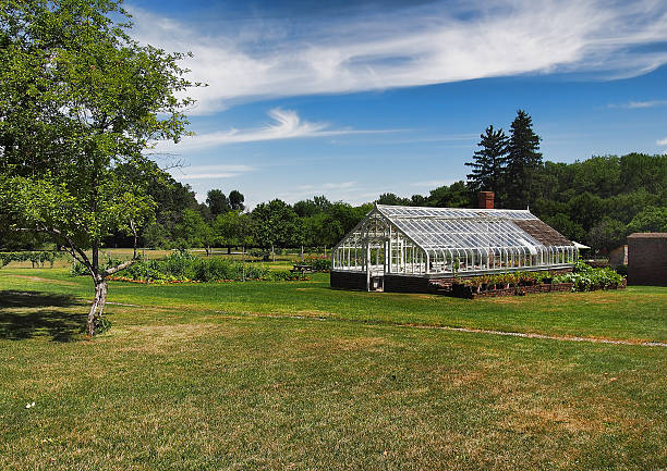 istock landscape with greenhouse 580114038