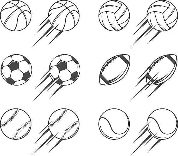 Sports balls Set of vector sports balls pics for football graphics stock illustrations