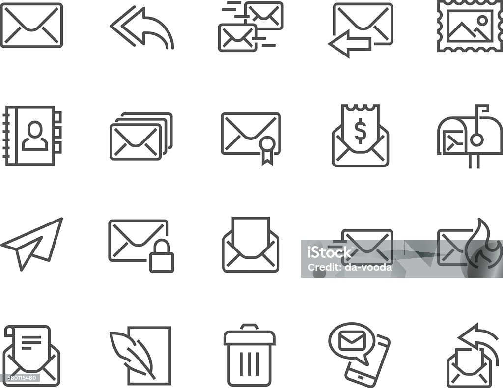 Icônes de courrier de ligne - clipart vectoriel de Messagerie électronique libre de droits