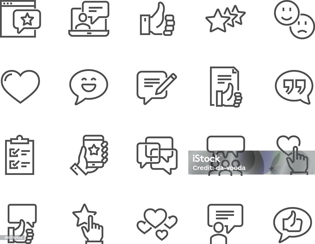 Line Testimonials Icons Simple Set of Testimonials Related Vector Line Icons. Contains such Icons as Customer Relationship Management, Feedback, Review, Emotion symbols and more. Editable Stroke. 48x48 Pixel Perfect. Icon Symbol stock vector