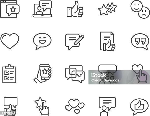 Line Testimonials Icons Stock Illustration - Download Image Now - Icon Symbol, Surveyor, Happiness