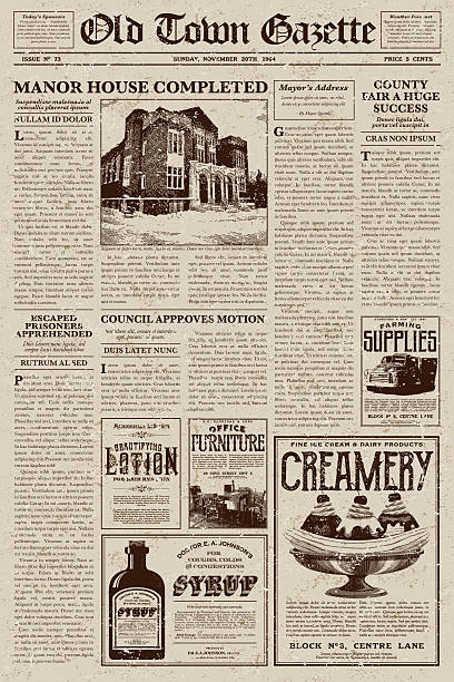 vintage viktorianischen stil zeitung design vorlage - news paper stock-grafiken, -clipart, -cartoons und -symbole