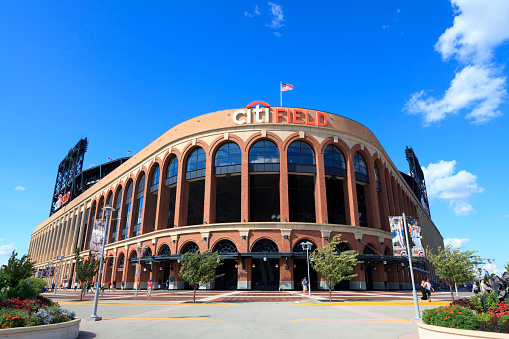 New York, NY, USA - August 4, 2013: Citi Field: Citi Field is a stadium located in Flushing Meadows–Corona Park in the New York City borough of Queens. Completed in 2009, it is the home baseball park of Major League Baseball's New York Mets. 