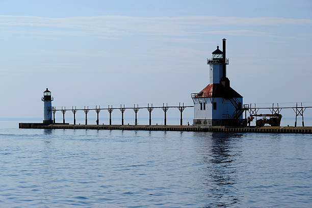 istock St. Joseph North Pier Lights, built in 1906-1907 580117780