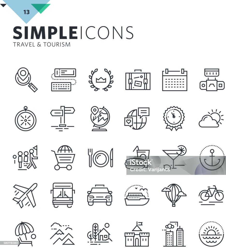 Modern thin line icons of travel and tourism Premium quality outline symbol collection for web and graphic design, mobile app. Mono linear pictograms, infographics and web elements pack. Icon Symbol stock vector