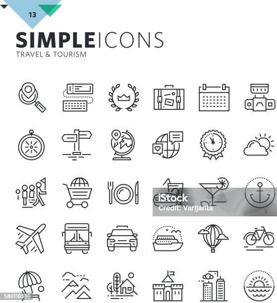 Modern Thin Line Icons Of Travel And Tourism Stock Illustration - Download Image Now - Icon Symbol, Guide - Occupation, Tourist