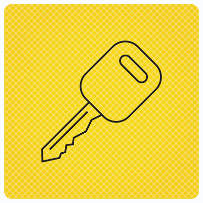 Car key icon. Transportat lock sign. Linear icon on orange background. Vector