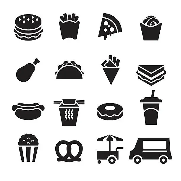 Vector illustration of Fast Food Icons [Black Edition]