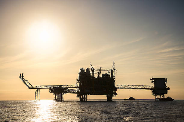 istock Offshore construction platform for production oil and gas 580122400