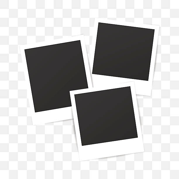 pusty zestaw zdjęcie polaroid ramki na przezroczystym tle. efekt cienia - thumbtack white isolated single object stock illustrations