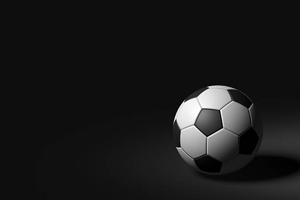 istock Soccer Ball on Black Background, 3D Rendering 580127386