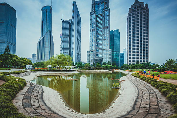 istock city park with modern building background in shanghai 580130412