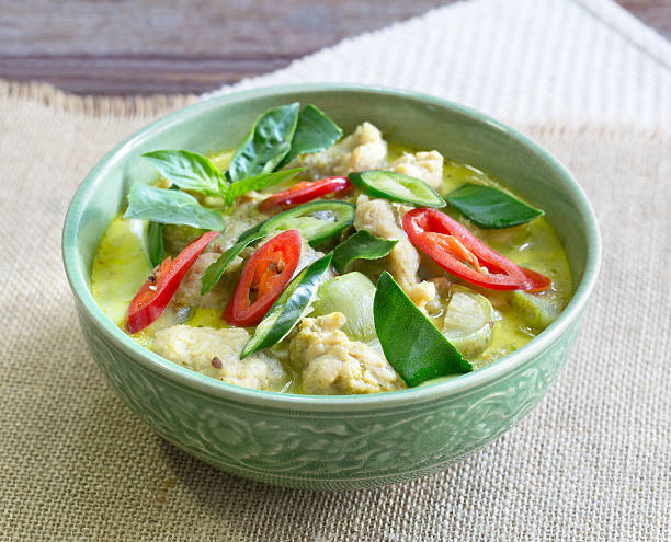 istock Green curry with fish ball in chalice 580133744