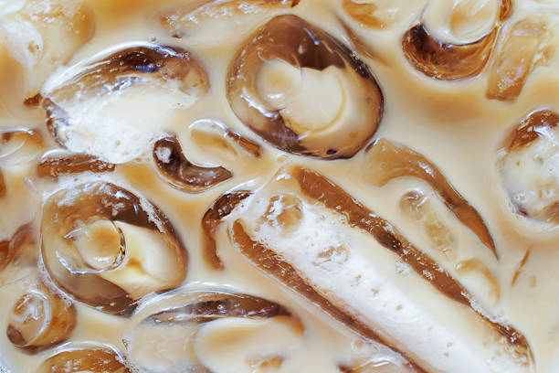 istock macro of ice coffee latte, top view 580134398