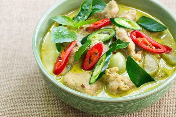 istock Green curry with fish ball, Popular Thai food 580135624