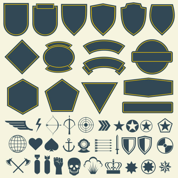 illustrations, cliparts, dessins animés et icônes de éléments vectoriels pour l’armée, patchs de l’armée, ensemble d’insignes - army air corps
