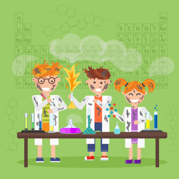 ilustrações de stock, clip art, desenhos animados e ícones de laboratório de química, conceito de educação - abstract medical exam healthcare and medicine backgrounds