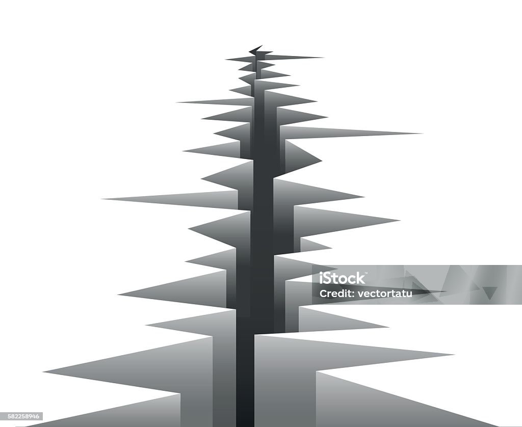 Vector crack in ground Vector crack in ground. Fault line on white background Separation stock vector