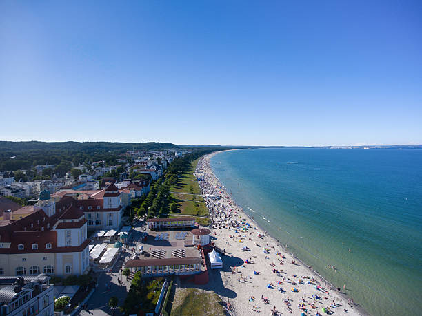 beach binz island ruegen germany mecklenburg aerial view - binz imagens e fotografias de stock