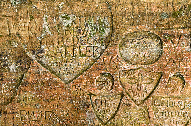 istock Old inscriptions in the Gautmanis Cave located 582260196